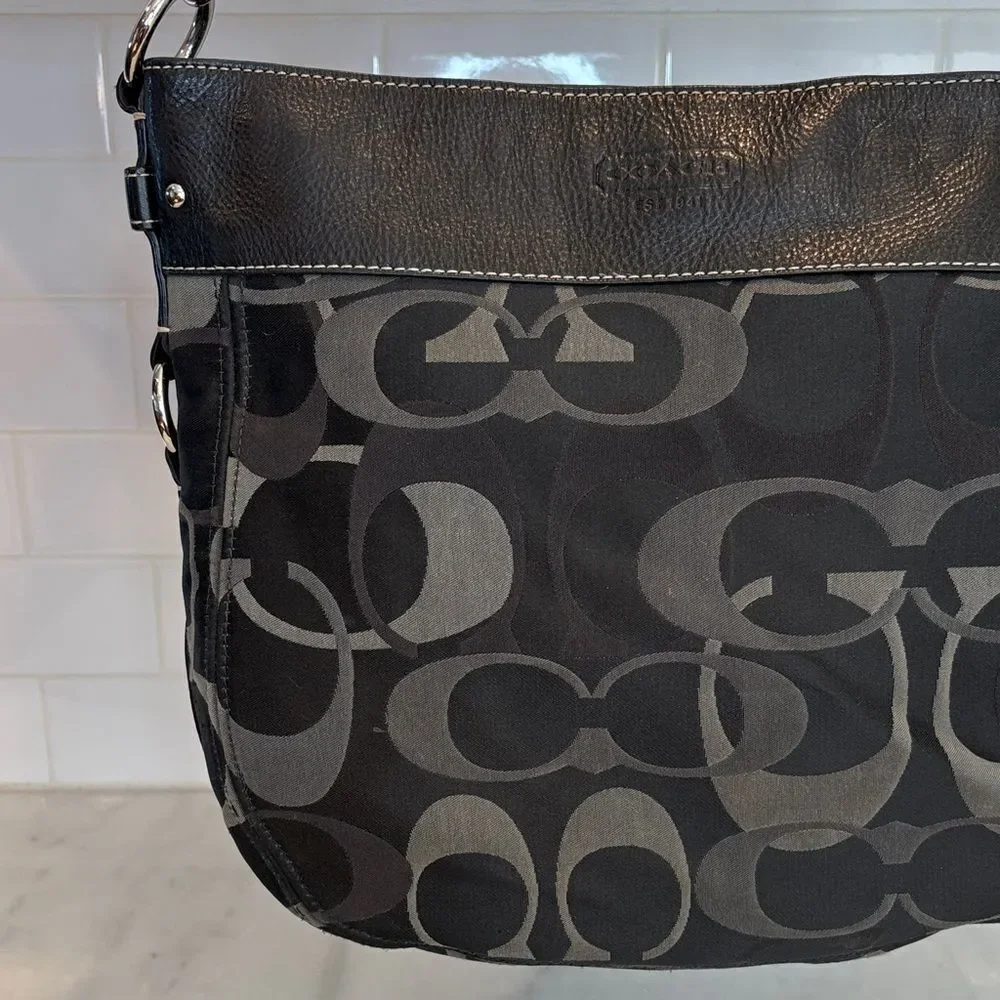 Coach Bag Purse Handbag Y2K Pocketbook Zoe Black and Gray Signature Tote